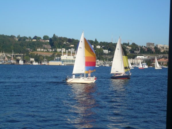 Jag Time III house boat with view of Lake Union