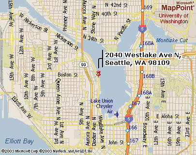 Lake Union map to Acadia Houseboat Rentals