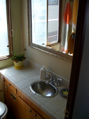 En El Momento house boat bathroom